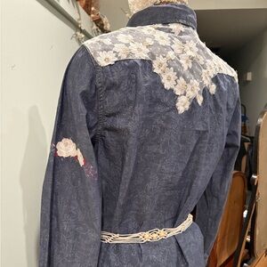 Floral Embroidered Denim shirt